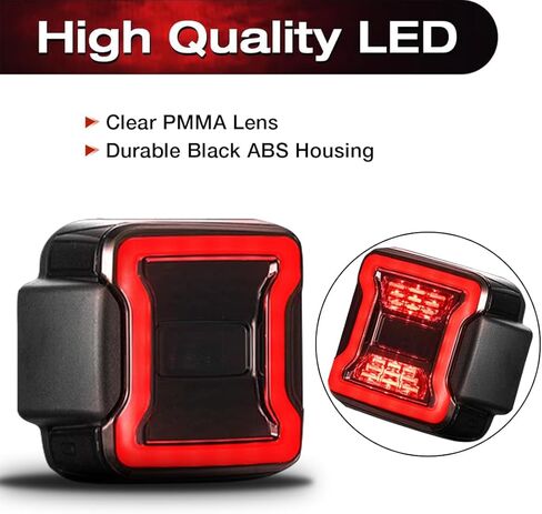 EOMD DOT Approved Smoke Lens LED Tail Lights Compatible with 2018-2025 Jeep Wrangler JL, w/Running Light, Brake Turn Signal Lamp and Reverse Lamps, Pair in Saudi Arabia