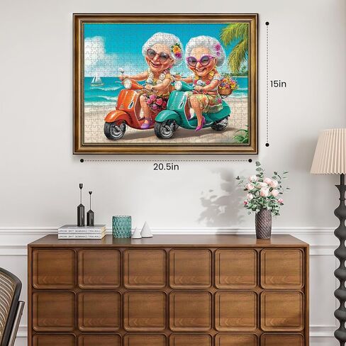 500 Piece Puzzles for Adults,Fun Grandmothers Puzzle for Teens Adult Seniors,Best Friends Beach Cruising Jigsaw Puzzle 500 Pieces,Cartoon Humor Puzzle with Letters on Back,Challenging Family Game Gift in Saudi Arabia