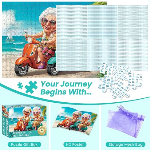 500 Piece Puzzles for Adults,Fun Grandmothers Puzzle for Teens Adult Seniors,Best Friends Beach Cruising Jigsaw Puzzle 500 Pieces,Cartoon Humor Puzzle with Letters on Back,Challenging Family Game Gift in Saudi Arabia