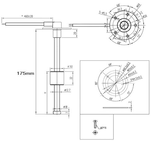 Fuel Sending Unit, 6.8in/175mm Marine Fuel Tank Sending Unit with IP67 Boat Fuel Gauge & Stainless Steel Water Level Sensor for Boat RV Truck 7.2-7.8in/185-200mm Tank in Saudi Arabia