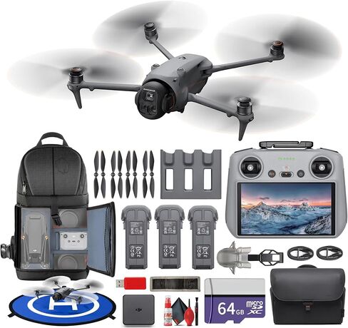 كاميرا DJI Mavic 4 Pro Drone Fly More Combo الاحترافية | تجنب العوائق المتقدمة | وقت الطيران الطويل | فيديو سينمائي + بطاقة سعة 64 جيجابايت + حقيبة ظهر + منصة هبوط + المزيد (12 قطعة) in Kuwait