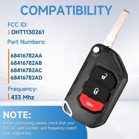 Smart Key Fob Replacement Remote fits for Jeep Wrangler 2018 2019 2020 2021 2022 2023 2024 2025 Smart Car Keyless Entry Remote OHT1130261 433Mhz 4A in Saudi Arabia