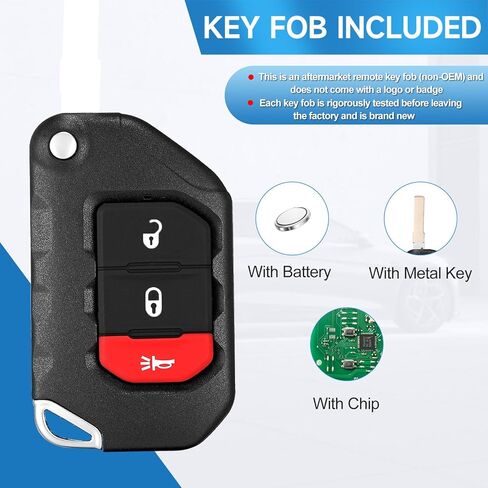 Smart Key Fob Replacement Remote fits for Jeep Wrangler 2018 2019 2020 2021 2022 2023 2024 2025 Smart Car Keyless Entry Remote OHT1130261 433Mhz 4A in Saudi Arabia