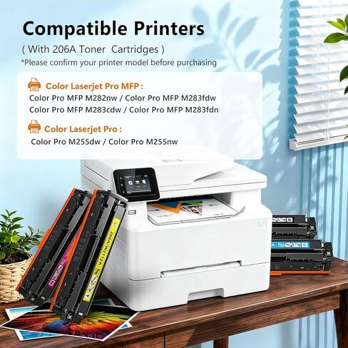 206A Toner Cartridges 4 Pack M283fdw M283cdw Compatible for HP 206A 206X Color LaserJet Pro MFP M283fdw M283cdw M255dw M282nw M283fdn M255nw M283 M282 M255 Toner with Chip Black Cyan Yellow Magenta in Saudi Arabia