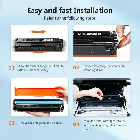 206A Toner Cartridges 4 Pack M283fdw M283cdw Compatible for HP 206A 206X Color LaserJet Pro MFP M283fdw M283cdw M255dw M282nw M283fdn M255nw M283 M282 M255 Toner with Chip Black Cyan Yellow Magenta in Saudi Arabia
