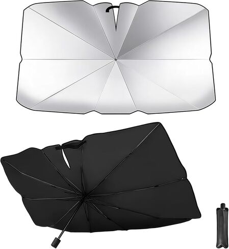 Windshield Sun Shade Umbrella,Thickened Heat Shield & UV Blocker,Scratch-Proof with Protective Tips,Keeps Interior Cool,Foldable & Universal for Cars,Trucks,SUVs,Includes Storage Bag,51.2" x 27.2" (M) in Saudi Arabia
