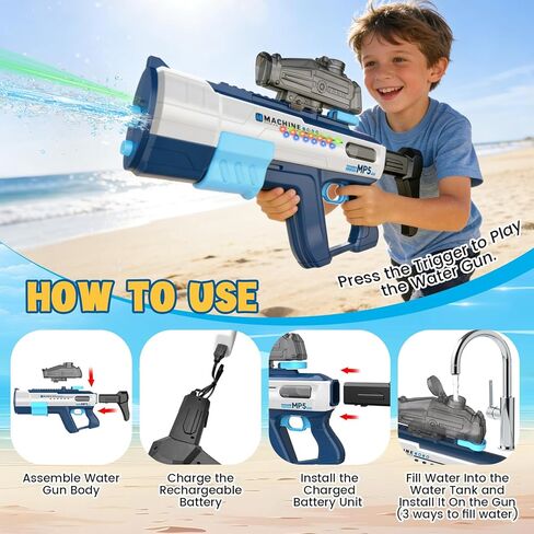 Electric Water Gun for Adults Kids,Water Gun with LED Light,Auto Reload & 850 CC Water Tank,Powerful Squirt Gun Blaster Up to 45 FT Long Range,Outdoor Yard Party Shooting Game Toy,Summer Soaker Gift. in Saudi Arabia