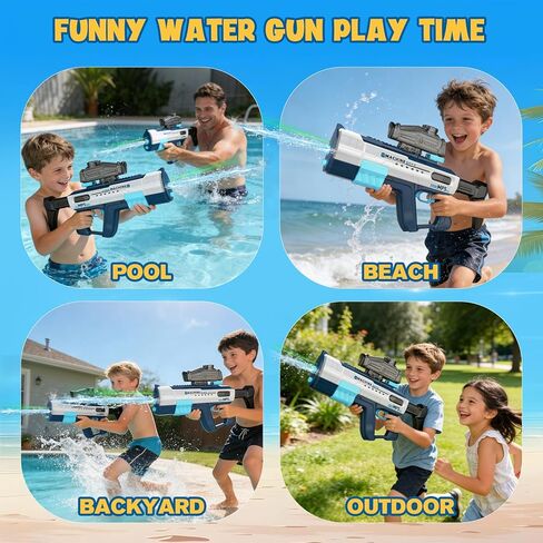 Electric Water Gun for Adults Kids,Water Gun with LED Light,Auto Reload & 850 CC Water Tank,Powerful Squirt Gun Blaster Up to 45 FT Long Range,Outdoor Yard Party Shooting Game Toy,Summer Soaker Gift. in Saudi Arabia