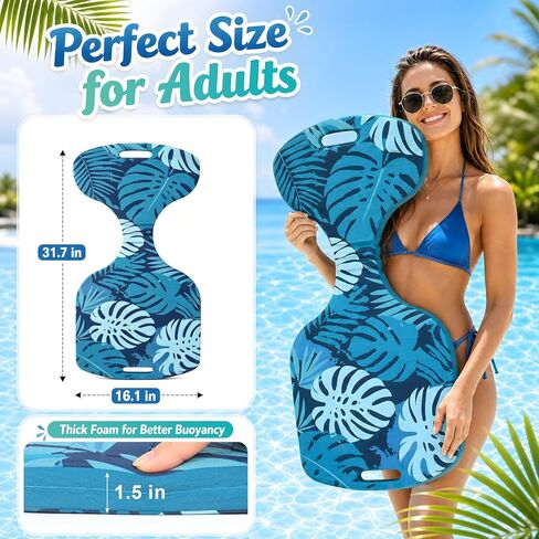 2 Pack Pool Saddle Floats for Adults - Stable & Comfortable Non-Inflatable Foam Water Saddle with Tropical Leaf Pattern, Supports Up to 250 lbs for Pool, Lake & Summer Water Fun in Saudi Arabia