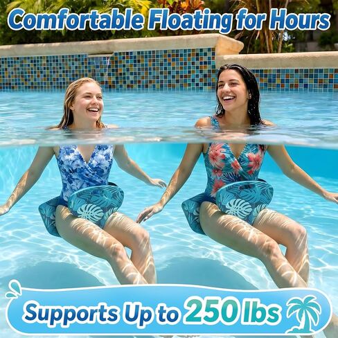 2 Pack Pool Saddle Floats for Adults - Stable & Comfortable Non-Inflatable Foam Water Saddle with Tropical Leaf Pattern, Supports Up to 250 lbs for Pool, Lake & Summer Water Fun in Saudi Arabia