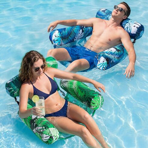 FindUWill Pool Floats Adult, 55'' X-Large Fabric-Covered Pool Float Lounger & Raft, Mesh Pool Float for Summer Party Lake Beach (Green Leaf) in Saudi Arabia