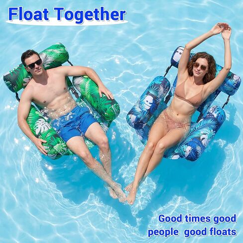 FindUWill Pool Floats Adult, 55'' X-Large Fabric-Covered Pool Float Lounger & Raft, Mesh Pool Float for Summer Party Lake Beach (Green Leaf) in Saudi Arabia