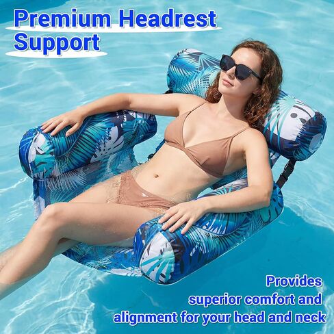 FindUWill Pool Floats Adult, 55'' X-Large Fabric-Covered Pool Float Lounger & Raft, Mesh Pool Float for Summer Party Lake Beach (Green Leaf) in Saudi Arabia