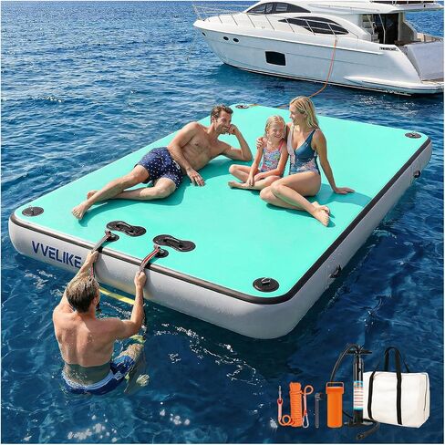 Inflatable Floating Dock, Lake Floats Pool Float Water Island Raft, Inflatable Dock River Floats Inflatable Platform for Yacht, Floating Mat for Lake, Boat Floating Mat for Pool Ocean 5FT/8FT/10FT in Kuwait