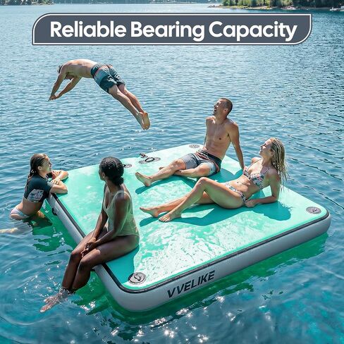 Inflatable Floating Dock, Lake Floats Pool Float Water Island Raft, Inflatable Dock River Floats Inflatable Platform for Yacht, Floating Mat for Lake, Boat Floating Mat for Pool Ocean 5FT/8FT/10FT in Kuwait