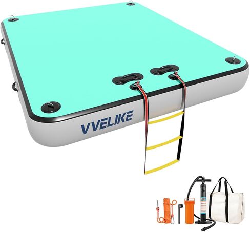 Inflatable Floating Dock, Lake Floats Pool Float Water Island Raft, Inflatable Dock River Floats Inflatable Platform for Yacht, Floating Mat for Lake, Boat Floating Mat for Pool Ocean 5FT/8FT/10FT in Kuwait