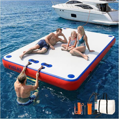 Inflatable Floating Dock, Lake Floats Pool Float Water Island Raft, Inflatable Dock River Floats Inflatable Platform for Yacht, Floating Mat for Lake, Boat Floating Mat for Pool Ocean 5FT/8FT/10FT in Kuwait