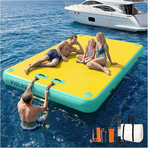 Inflatable Floating Dock, Lake Floats Pool Float Water Island Raft, Inflatable Dock River Floats Inflatable Platform for Yacht, Floating Mat for Lake, Boat Floating Mat for Pool Ocean 5FT/8FT/10FT in Kuwait