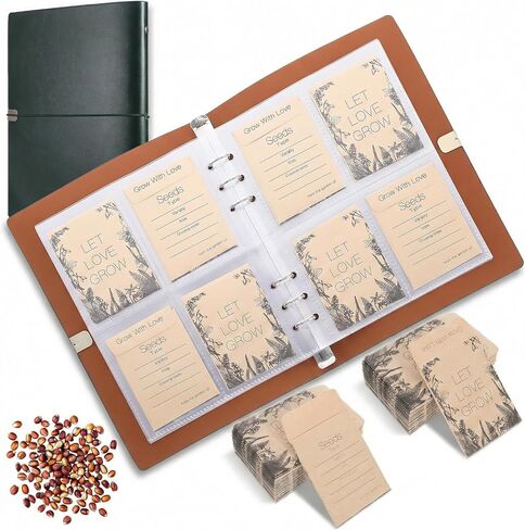 Seed Storage Organizer, Seed Packet Organizer Binder with 35 Sheet Seed Packet and 200 Resealable Seed Envelopes, Garden Seeds Storage Saving Envelopes for Efficient Seeds Packet Organization in Saudi Arabia