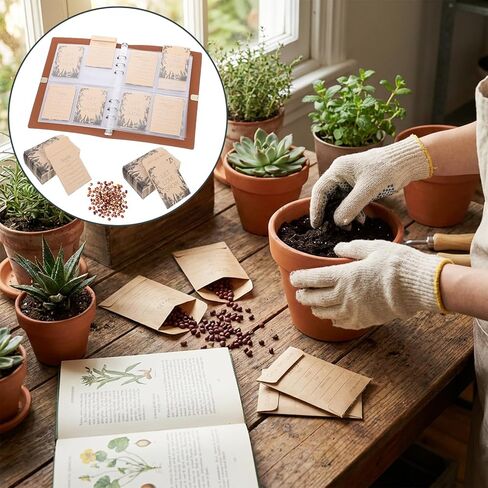 Seed Storage Organizer, Seed Packet Organizer Binder with 35 Sheet Seed Packet and 200 Resealable Seed Envelopes, Garden Seeds Storage Saving Envelopes for Efficient Seeds Packet Organization in Saudi Arabia