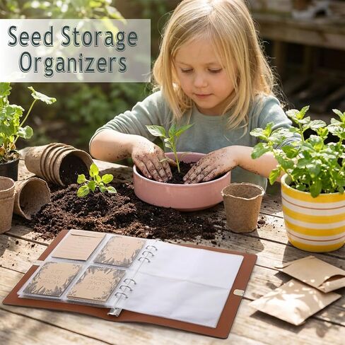 Seed Storage Organizer, Seed Packet Organizer Binder with 35 Sheet Seed Packet and 200 Resealable Seed Envelopes, Garden Seeds Storage Saving Envelopes for Efficient Seeds Packet Organization in Saudi Arabia