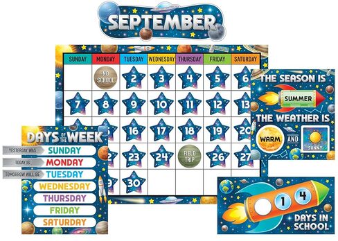 Teacher Created Resources Outer Space Crew Calendar Bulletin Board (TCR9333) in Kuwait