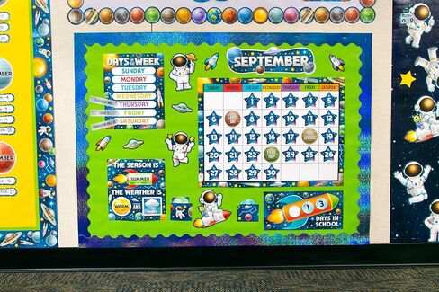 Teacher Created Resources Outer Space Crew Calendar Bulletin Board (TCR9333) in Kuwait