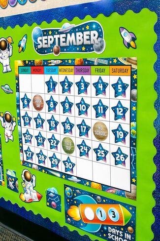 Teacher Created Resources Outer Space Crew Calendar Bulletin Board (TCR9333) in Kuwait