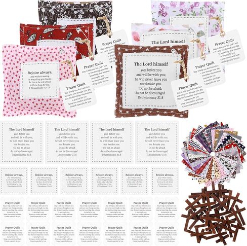 24 Sets Prayer Quilt with Cross Inside Mini Scripture Pocket Prayer Quilts Panel Squares Christian Gifts for Women Friend Pastor Appreciation in Saudi Arabia