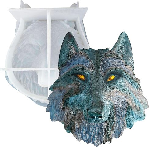 Heavy Big Wolf Head Wall Hanging Resin Mold Silicone Molds Epoxy Resin Wolf Head Shaped Articles Ornaments for Wall Garden Door Bathroom Office Home Living Room, DIY Making Decor Art Crafts in Saudi Arabia