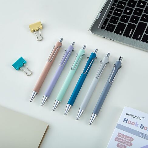 pollopollo Aesthetic Retractable Ballpoint Pens, Teacher & Student Gifts, Smooth Writing Metal Ballpoint Pens, 1.0mm Medium Point Black Ink, Cute Office Desk Accessories & School Supplies in Saudi Arabia