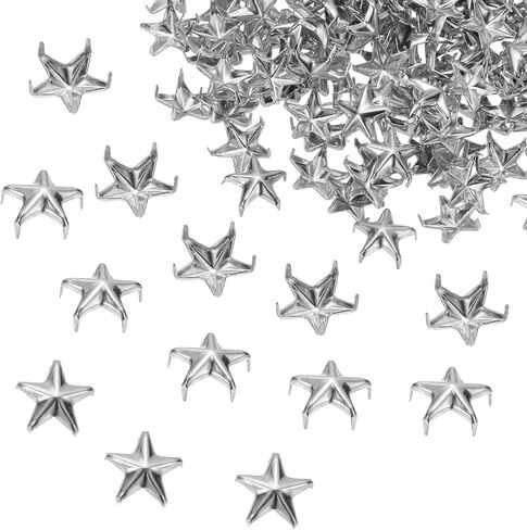 PATIKIL 7mm Metal Studs Spots 200Pcs Star Claw Beads Nailhead Rivets Spike Studs for Leather Craft Clothes Belt Bag Shoes, Silver in Saudi Arabia