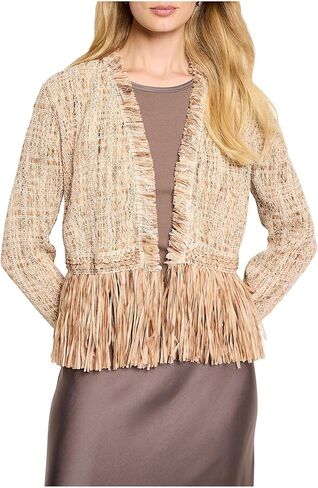 NIC+ZOE Women's Cork Fringe Knit Jacket in Saudi Arabia