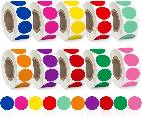 5000 PCS 3/4" Colored Dot Stickers - 10 Bright Colors Removable Color Coding Labels, Premium Adhesive Colorful Circle Stickers for Classroom, Toddler, Office, Inventory Organizing & Marking in Saudi Arabia