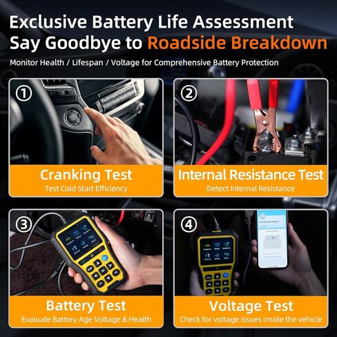 2-in-1 OBD2 Scanner with Battery Tester, 2025 Elite Engine Code Reader & 12V Battery Tester for AGM/EFB, Cranking/Charging Analyzer, Bluetooth Scan Tool for Gas Cars, SUVs & Vans in Saudi Arabia
