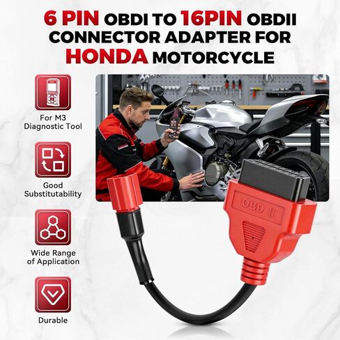 محول كابل تشخيص obd2 16-pin إلى 6-pin متوافق مع أداة تشخيص الدراجات النارية m3، obdii Generation IV 6p للدراجات النارية Honda Kawasaki Yamaha سوزوكي EUROV in Kuwait