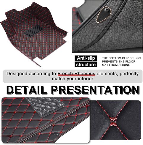 Car Floor Mats Fit for Kia K5 GT Line 2021-2024 5-Passenger- Faux Leather Floor Mats for Car,Car Mats All Weather Deep-Dish Odorless,Auto Interior Accessories (Black/Red) in Saudi Arabia