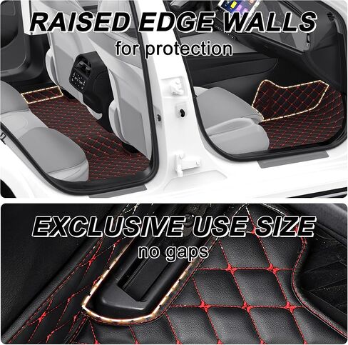 Car Floor Mats Fit for Kia K5 GT Line 2021-2024 5-Passenger- Faux Leather Floor Mats for Car,Car Mats All Weather Deep-Dish Odorless,Auto Interior Accessories (Black/Red) in Saudi Arabia