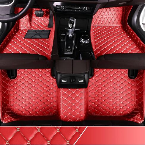 Car Floor Mats Fit for Kia K5 GT Line 2021-2024 5-Passenger- Faux Leather Floor Mats for Car,Car Mats All Weather Deep-Dish Odorless,Auto Interior Accessories (Black/Red) in Saudi Arabia