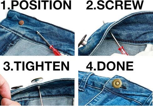 20mm No Sewing Jeans Buttons Replacement Kit with Metal Base,12 Sets Nailess Removable Metal Buttons Replacement Repair Combo Thread Rivets and Screwdrivers(N2) in Saudi Arabia