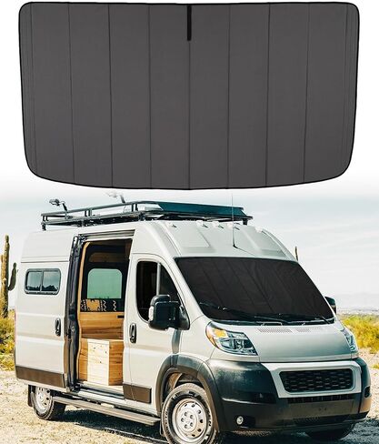 أغطية الزجاج الأمامي MELIPRON Van مناسبة لـ RAM Promaster 1500/2500/3500 2014-2026، غطاء نافذة معتم للخصوصية والعزل الحراري لـ Van Life & Camping، مناسب حسب الطلب، سهل التركيب، رمادي in Kuwait