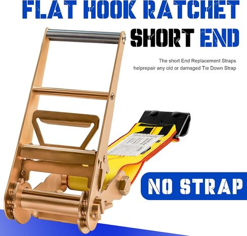 4 Inch Ratchet Strap with Flat Hook Fixed End, Heavy Duty Replacement for Flatbed Trailer, Vehicle Tie Down Straps, Cargo Control, 6600lbs WLL - 2 Pack in Saudi Arabia