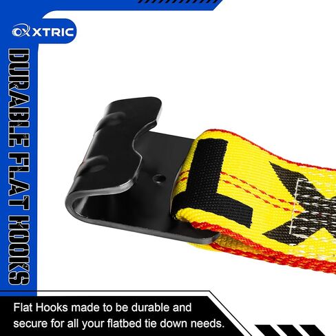 4 Inch Ratchet Strap with Flat Hook Fixed End, Heavy Duty Replacement for Flatbed Trailer, Vehicle Tie Down Straps, Cargo Control, 6600lbs WLL - 2 Pack in Saudi Arabia