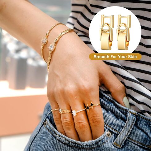 4 Pcs Gold Jewelry Extender Clasps,Foldover Adjustable Jewelry Extenders for Bracelets,Bracelet Extender Gold for Necklaces, Bracelets, Anklets & Watch Bands, DIY Jewelrys Making in Saudi Arabia