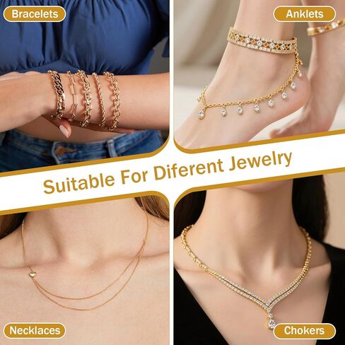 4 Pcs Gold Jewelry Extender Clasps,Foldover Adjustable Jewelry Extenders for Bracelets,Bracelet Extender Gold for Necklaces, Bracelets, Anklets & Watch Bands, DIY Jewelrys Making in Saudi Arabia