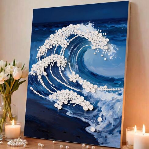 مجموعة طلاء اللؤلؤ ثلاثية الأبعاد من vhemo DIY مع إطار خشبي - مجموعات فنية ماسية مطورة للبالغين، جاهزة لتعليق لوحة الأحجار الكريمة، طلاء مريح بالأرقام، حرفة فسيفساء إبداعية (أزهار ذهبية) in Kuwait