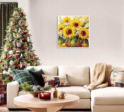 مجموعات الطلاء الماسي 5D DIY للبالغين، عباد الشمس الحفر الكامل التطريز عبر غرزة الكريستال حجر الراين لوحات صور الفنون جدار ديكور اللوحة النقاط مجموعات 12 × 12 بوصة in Kuwait