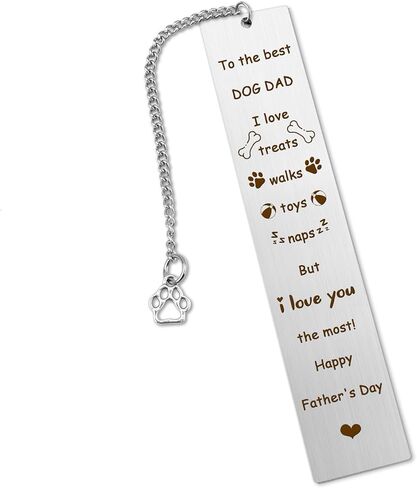 Funny Dog Dad Fathers Day Gift from Dog to Dad Cute Father's Day Gifts for Men Dog Lovers Metal Bookmark Book Accessories Unique Personalized Presents Funny Gift Idea for Pet Owners Him Best Friend in Saudi Arabia