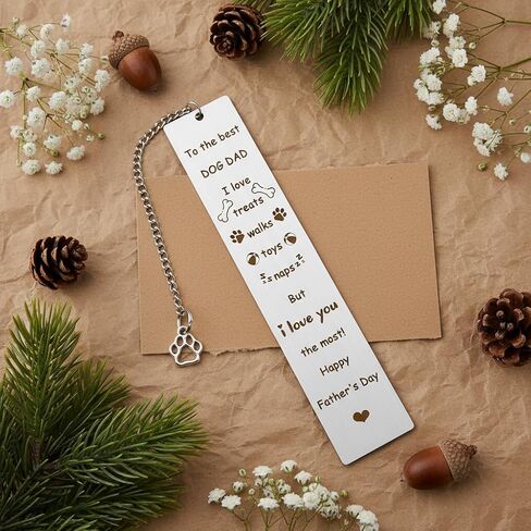 Funny Dog Dad Fathers Day Gift from Dog to Dad Cute Father's Day Gifts for Men Dog Lovers Metal Bookmark Book Accessories Unique Personalized Presents Funny Gift Idea for Pet Owners Him Best Friend in Saudi Arabia