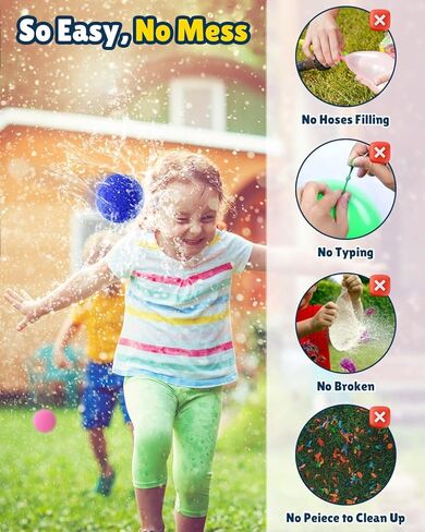 LQYoyz 100 Pcs Reusable Water Balloons for Kids - Quick Fill Water Toys for Toddler Pool Toys, Summer Outdoor Games pool toys for kids ages 4-12 with Refillable Water Balls in Saudi Arabia